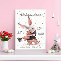 Personalizuota Berniuko Gimimo Metrikų Iliustracija, plakatas su rėmeliu  Posteris(Plakatas) -  dovanokis.lt