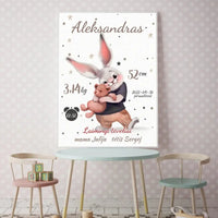Personalizuota Berniuko Gimimo Metrikų Iliustracija, plakatas su rėmeliu  Posteris(Plakatas) -  dovanokis.lt
