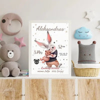 Personalizuota Berniuko Gimimo Metrikų Iliustracija, plakatas su rėmeliu  Posteris(Plakatas) -  dovanokis.lt