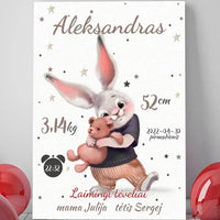 Personalizuota Berniuko Gimimo Metrikų Iliustracija ant drobės  Drobe -  dovanokis.lt