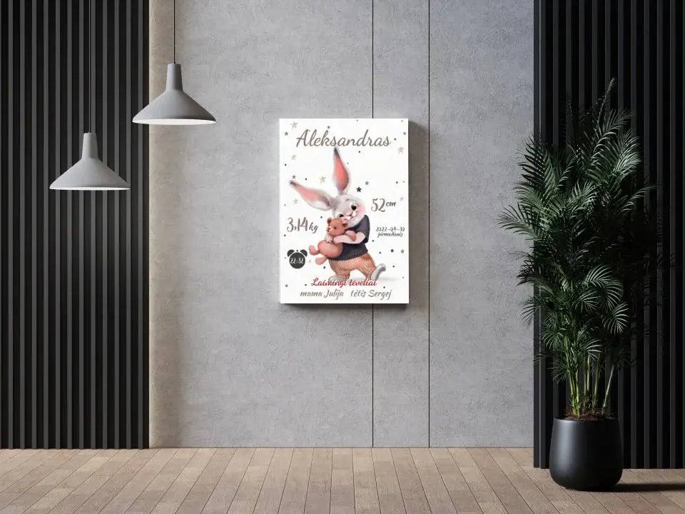 Personalizuota Berniuko Gimimo Metrikų Iliustracija ant drobės  Drobe -  dovanokis.lt