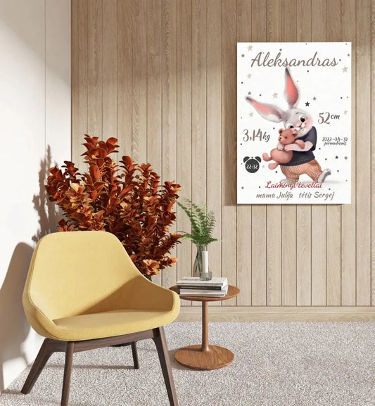 Personalizuota Berniuko Gimimo Metrikų Iliustracija ant drobės  Drobe -  dovanokis.lt