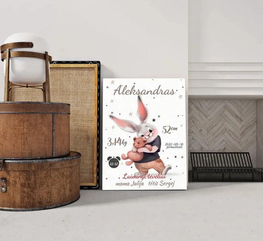 Personalizuota Berniuko Gimimo Metrikų Iliustracija ant drobės  Drobe -  dovanokis.lt