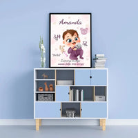 Personalizuota Mergaitės Gimimo Metrikų Iliustracija, plakatas su rėmeliu  Posteris(Plakatas) -  dovanokis.lt