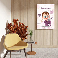 Personalizuota Mergaitės Gimimo Metrikų Iliustracija ant drobės  Drobe -  dovanokis.lt