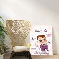 Personalizuota Mergaitės Gimimo Metrikų Iliustracija ant drobės  Drobe -  dovanokis.lt