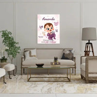 Personalizuota Mergaitės Gimimo Metrikų Iliustracija ant drobės  Drobe -  dovanokis.lt