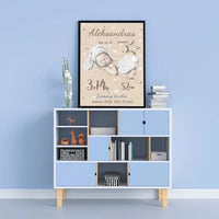 Personalizuota Vaiko Gimimo Metrikų Iliustracija, plakatas su rėmeliu  Posteris(Plakatas) -  dovanokis.lt
