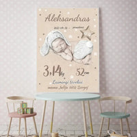 Personalizuota Vaiko Gimimo Metrikų Iliustracija, plakatas su rėmeliu  Posteris(Plakatas) -  dovanokis.lt