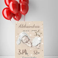 Personalizuota Vaiko Gimimo Metrikų Iliustracija ant drobės  Drobe -  dovanokis.lt