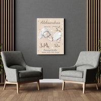 Personalizuota Vaiko Gimimo Metrikų Iliustracija ant drobės  Drobe -  dovanokis.lt