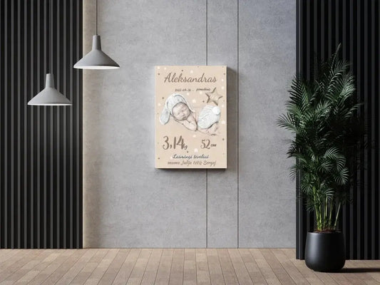 Personalizuota Vaiko Gimimo Metrikų Iliustracija ant drobės  Drobe -  dovanokis.lt