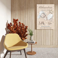 Personalizuota Vaiko Gimimo Metrikų Iliustracija ant drobės  Drobe -  dovanokis.lt