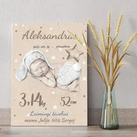 Personalizuota Vaiko Gimimo Metrikų Iliustracija ant drobės  Drobe -  dovanokis.lt