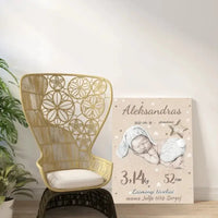 Personalizuota Vaiko Gimimo Metrikų Iliustracija ant drobės  Drobe -  dovanokis.lt