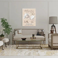 Personalizuota Vaiko Gimimo Metrikų Iliustracija ant drobės  Drobe -  dovanokis.lt