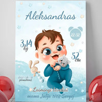 Personalizuota Berniuko Gimimo Metrikų Iliustracija ant drobės  Drobe -  dovanokis.lt