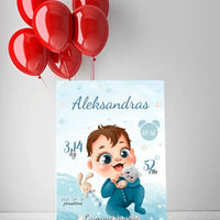 Personalizuota Berniuko Gimimo Metrikų Iliustracija ant drobės  Drobe -  dovanokis.lt