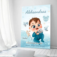 Personalizuota Berniuko Gimimo Metrikų Iliustracija ant drobės  Drobe -  dovanokis.lt