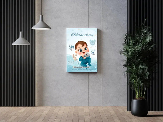 Personalizuota Berniuko Gimimo Metrikų Iliustracija ant drobės  Drobe -  dovanokis.lt
