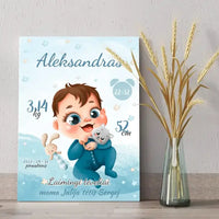 Personalizuota Berniuko Gimimo Metrikų Iliustracija ant drobės  Drobe -  dovanokis.lt