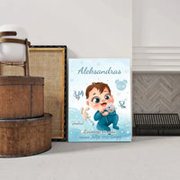 Personalizuota Berniuko Gimimo Metrikų Iliustracija ant drobės  Drobe -  dovanokis.lt