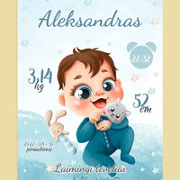 Personalizuota Berniuko Gimimo Metrikų Iliustracija ant drobės  Drobe -  dovanokis.lt