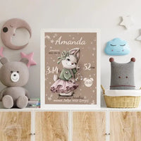 Personalizuota Mergaitės Gimimo Metrikų Iliustracija, plakatas su rėmeliu  Posteris(Plakatas) -  dovanokis.lt