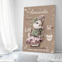 Personalizuota Mergaitės Gimimo Metrikų Iliustracija ant drobės  Drobe -  dovanokis.lt