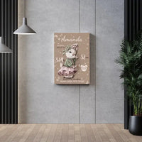 Personalizuota Mergaitės Gimimo Metrikų Iliustracija ant drobės  Drobe -  dovanokis.lt