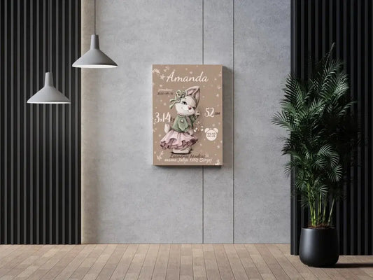 Personalizuota Mergaitės Gimimo Metrikų Iliustracija ant drobės  Drobe -  dovanokis.lt