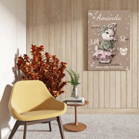 Personalizuota Mergaitės Gimimo Metrikų Iliustracija ant drobės  Drobe -  dovanokis.lt