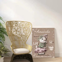 Personalizuota Mergaitės Gimimo Metrikų Iliustracija ant drobės  Drobe -  dovanokis.lt