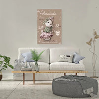 Personalizuota Mergaitės Gimimo Metrikų Iliustracija ant drobės  Drobe -  dovanokis.lt