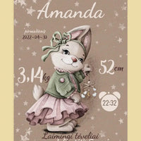 Personalizuota Mergaitės Gimimo Metrikų Iliustracija ant drobės  Drobe -  dovanokis.lt