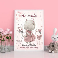 Personalizuota Mergaitės Gimimo Metrikų Iliustracija, plakatas su rėmeliu  Posteris(Plakatas) -  dovanokis.lt