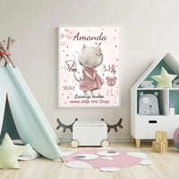 Personalizuota Mergaitės Gimimo Metrikų Iliustracija, plakatas su rėmeliu  Posteris(Plakatas) -  dovanokis.lt