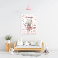 Personalizuota Mergaitės Gimimo Metrikų Iliustracija, plakatas su rėmeliu  Posteris(Plakatas) -  dovanokis.lt
