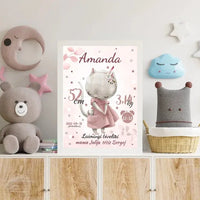 Personalizuota Mergaitės Gimimo Metrikų Iliustracija, plakatas su rėmeliu  Posteris(Plakatas) -  dovanokis.lt