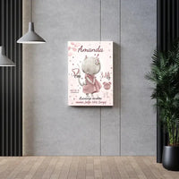 Personalizuota Mergaitės Gimimo Metrikų Iliustracija ant drobės  Drobe -  dovanokis.lt