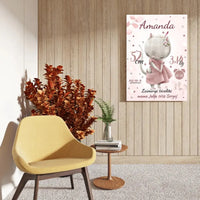 Personalizuota Mergaitės Gimimo Metrikų Iliustracija ant drobės  Drobe -  dovanokis.lt