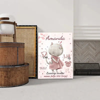 Personalizuota Mergaitės Gimimo Metrikų Iliustracija ant drobės  Drobe -  dovanokis.lt