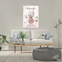 Personalizuota Mergaitės Gimimo Metrikų Iliustracija ant drobės  Drobe -  dovanokis.lt