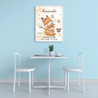 Personalizuota Mergaitės Gimimo Metrikų Iliustracija, plakatas su rėmeliu  Posteris(Plakatas) -  dovanokis.lt