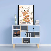 Personalizuota Mergaitės Gimimo Metrikų Iliustracija, plakatas su rėmeliu  Posteris(Plakatas) -  dovanokis.lt