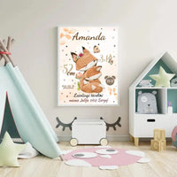 Personalizuota Mergaitės Gimimo Metrikų Iliustracija, plakatas su rėmeliu  Posteris(Plakatas) -  dovanokis.lt