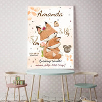 Personalizuota Mergaitės Gimimo Metrikų Iliustracija, plakatas su rėmeliu  Posteris(Plakatas) -  dovanokis.lt