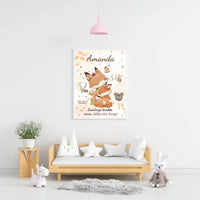 Personalizuota Mergaitės Gimimo Metrikų Iliustracija, plakatas su rėmeliu  Posteris(Plakatas) -  dovanokis.lt