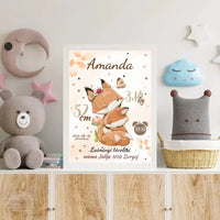 Personalizuota Mergaitės Gimimo Metrikų Iliustracija, plakatas su rėmeliu  Posteris(Plakatas) -  dovanokis.lt