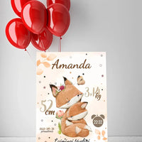 Personalizuota Mergaitės Gimimo Metrikų Iliustracija ant drobės  Drobe -  dovanokis.lt